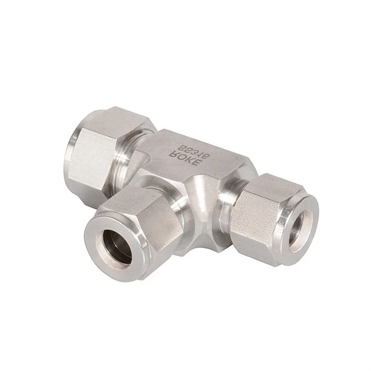 Stainless Steel Double Ferrules Tube Fitting Reducing Union Tee